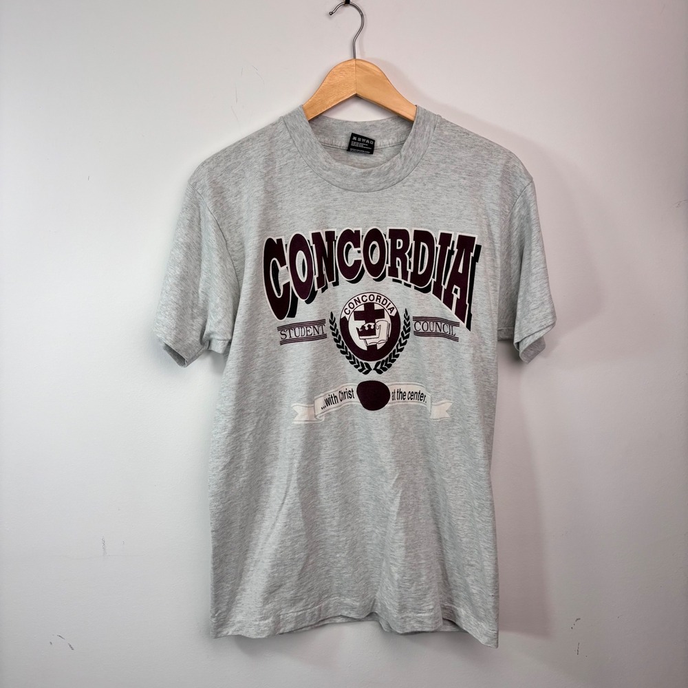 Vintage 90s Concordia Student Council T Shirt Large USA Made Fruit Loom College